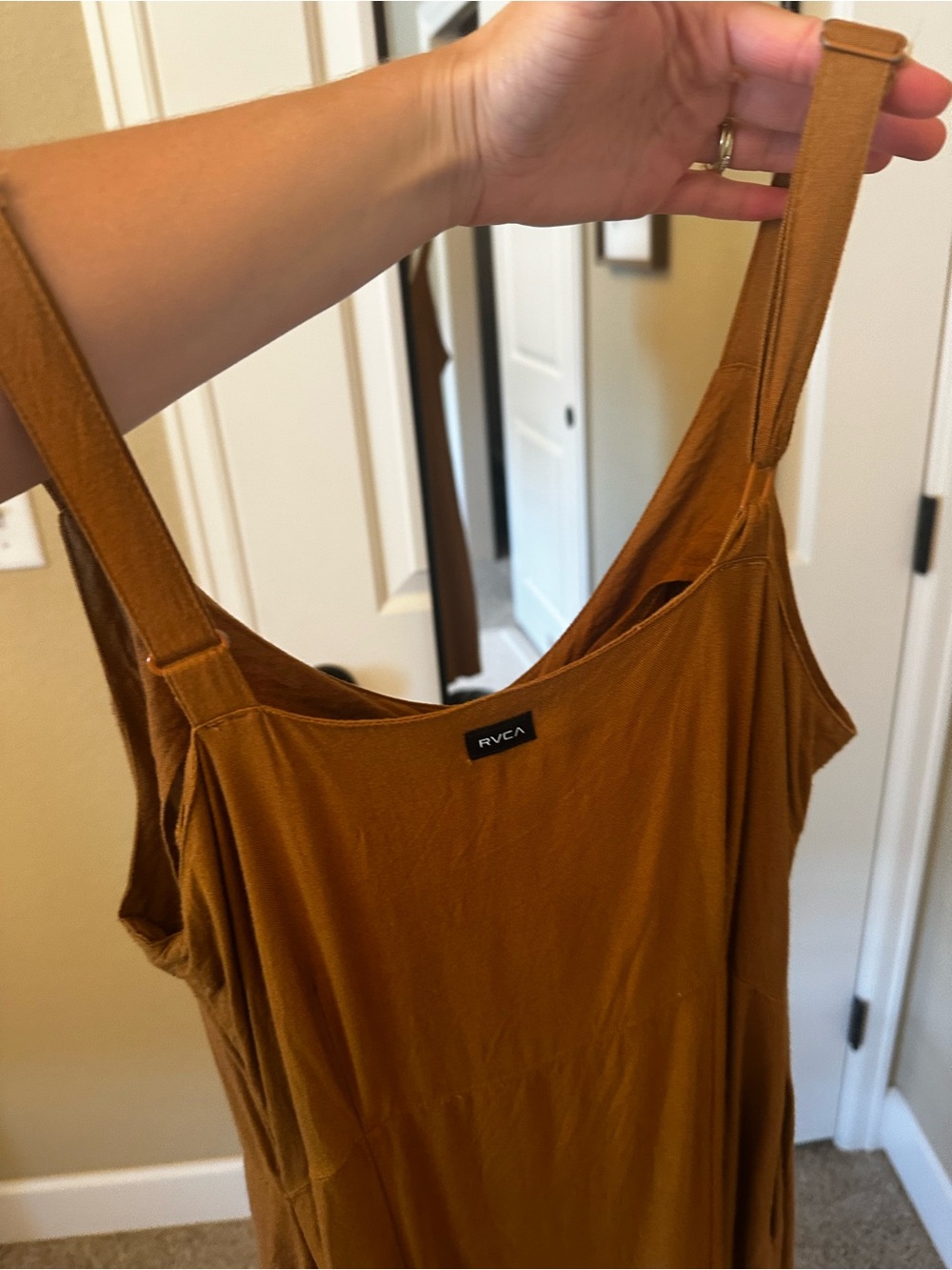 RVCA Rust-Brown Button-Front Mini Dress - Picture 3 of 3